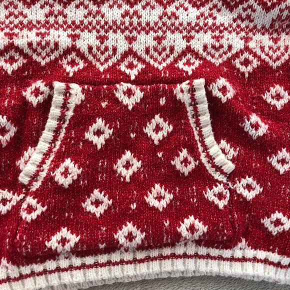 Hippie Rose Women's Sweater Medium Holiday Red Knit Hooded Nordic Fair Isle Y2K - Picture 7 of 10